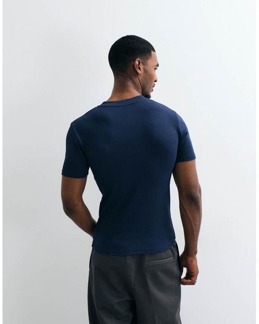 ASOS Blue Muscle Fit T-shirt With Crew Neck for men