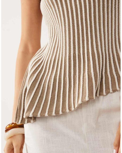 ASOS Natural Knit Pleated Asymmetric Top