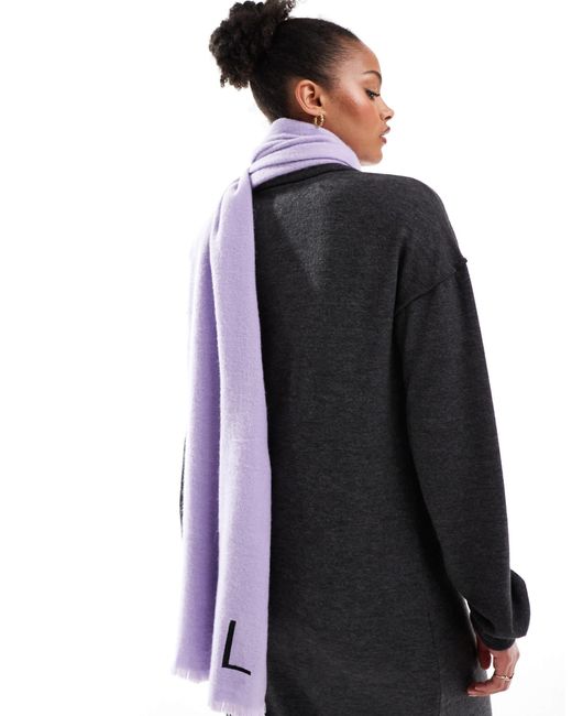 ASOS Purple Monogram Raw Edge Scarf With L Initial