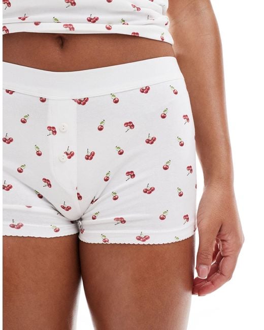 ASOS White – set aus trägertop und shorts mit kirschen-print