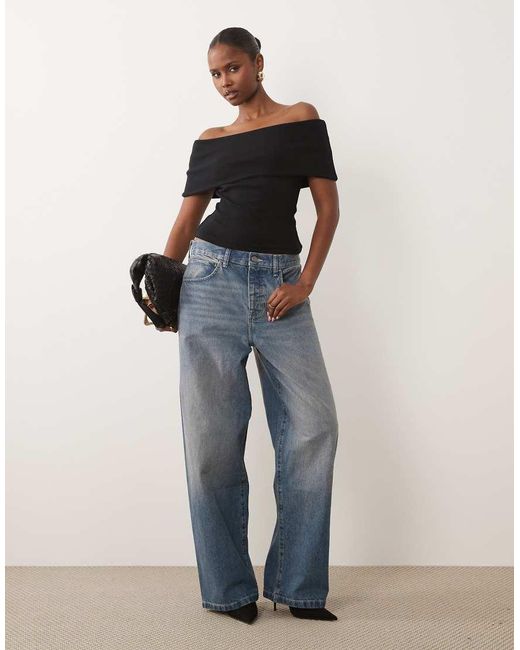 ASOS Black Compact Cotton Bardot Top