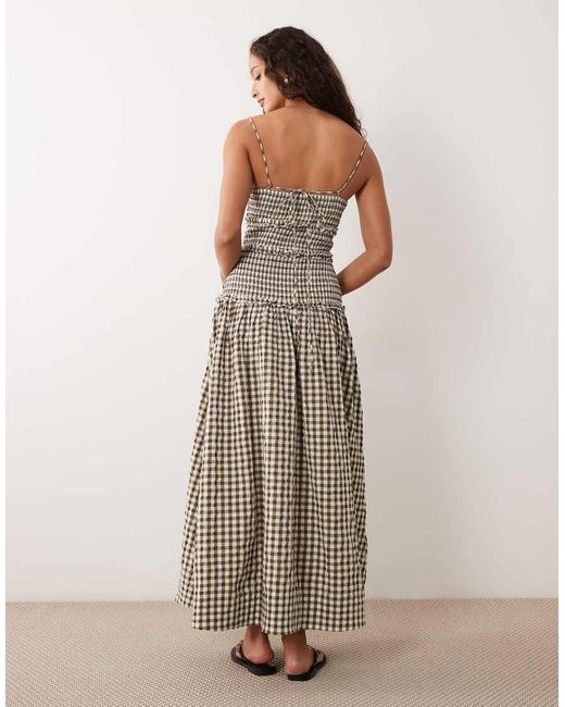 ASOS Multicolor Crinkle Maxi Sundress With Shirred Dropped Waist