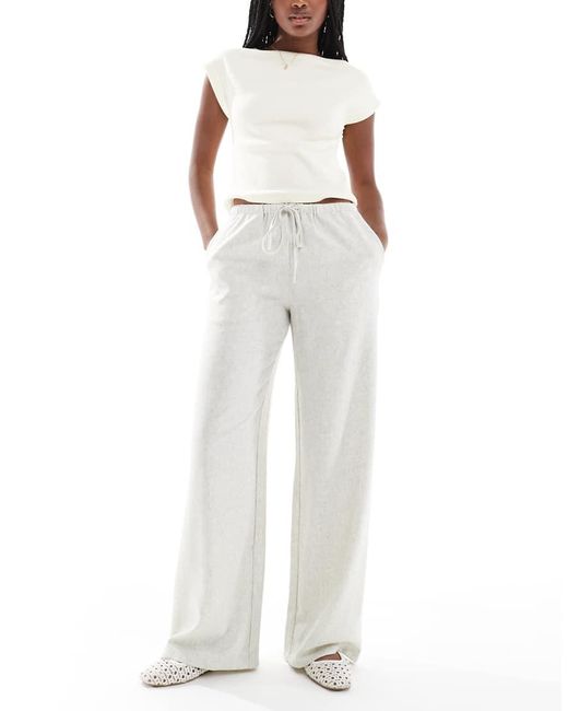 Daisy Street White Linen Blend Mid Rise Pants