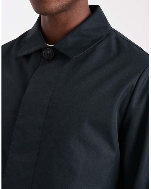 Gabardina Corta Abotonada Resistente Al Agua De Threadbare de hombre de color Blue