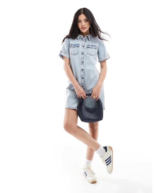 Vero Moda Blue – kurzärmliges mini-jeanskleid