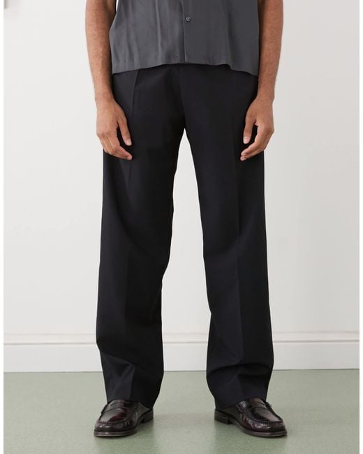 Weekday Black Relaxed Fit Tailored Trousers for men