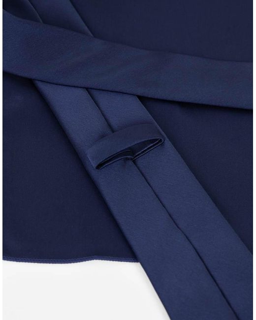 Maya Blue Satin Tie Pocket Square Set for men