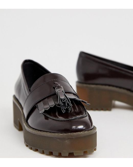 Monki Flatform Loafer In Dark Brown