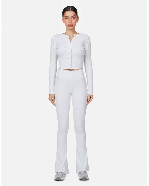 Good For Nothing White Flared Ribbed Leggings