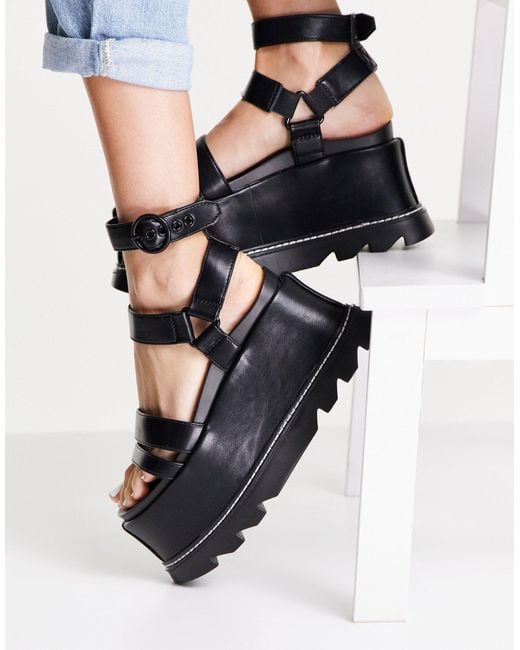 Lamoda Black High Flatform Sandals