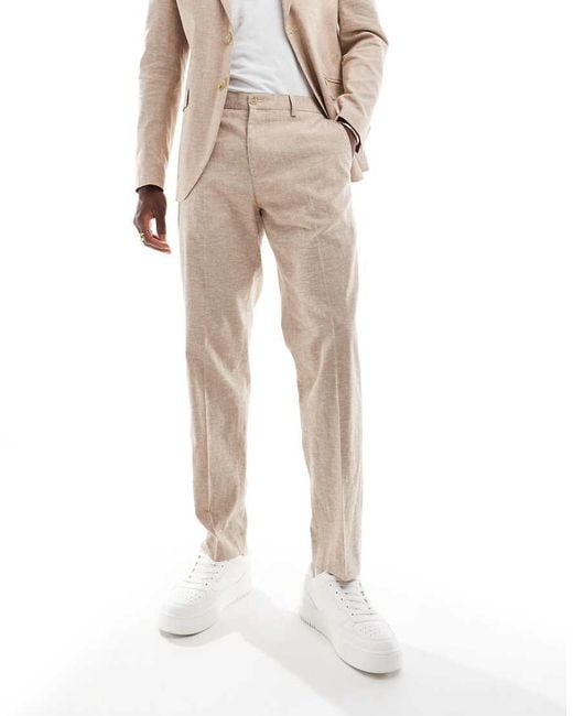 Jack & Jones Natural Premium Linen Mix Slim Fit Trouser for men