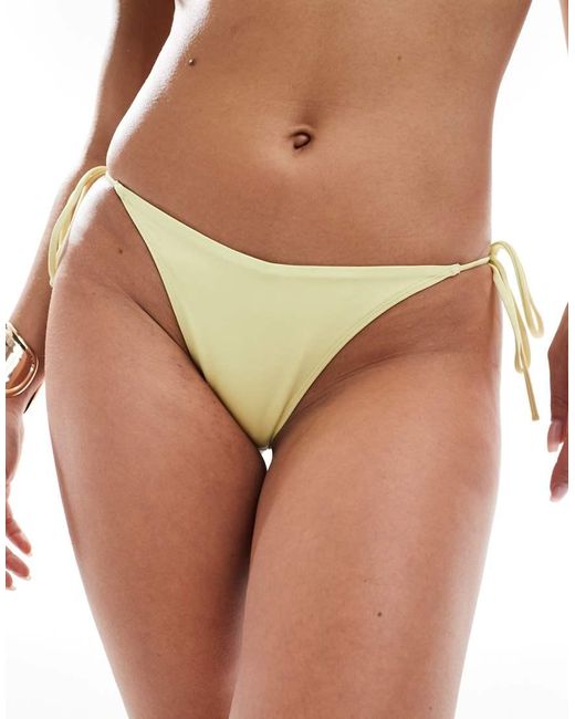 Monki Yellow Mix And Match Tie Side Bikini Bottoms