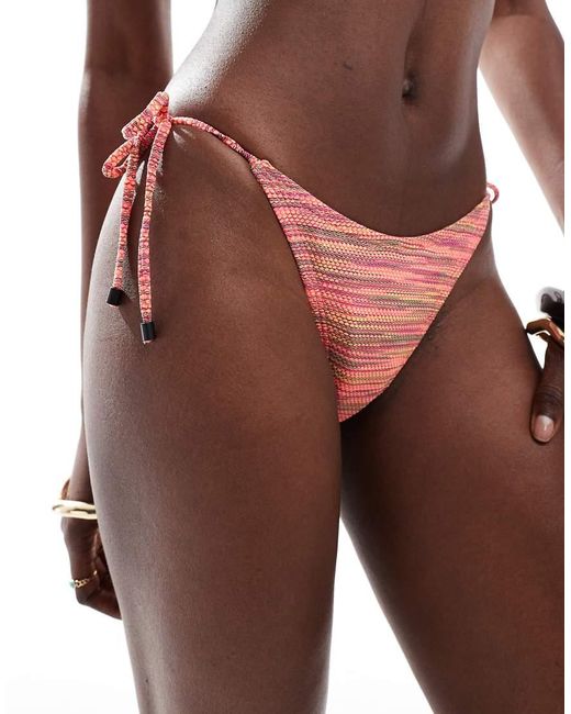 Cotton On Red Fixed Tie Side Brazilian Bikini Bottom