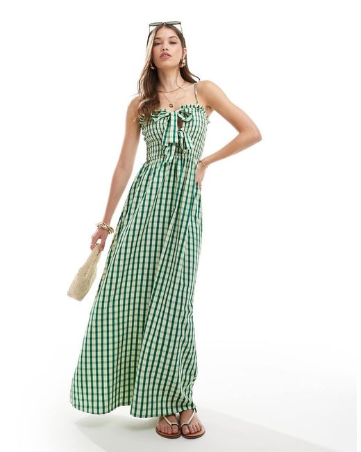 ONLY Green Gingham Maxi Dress