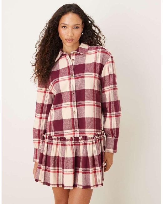 ASOS Red Mini Shirt Dress With Dropped Waist