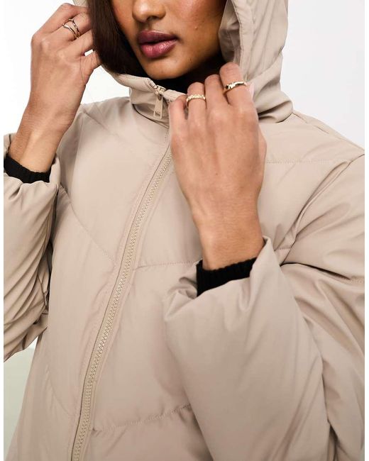 Jdy Natural Longline Padded Chevron Coat