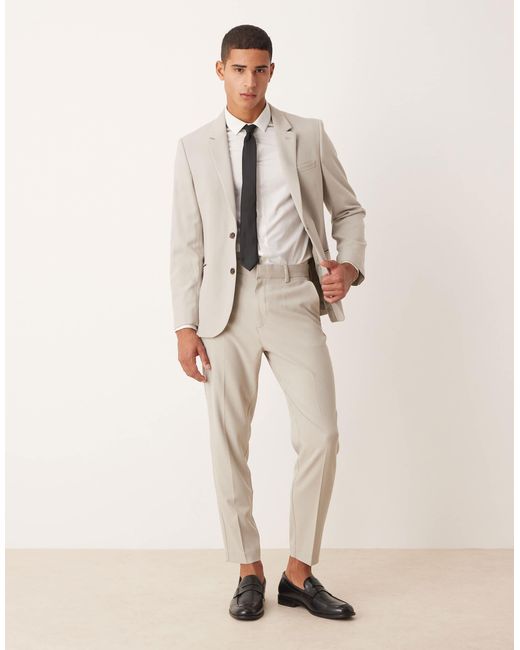 ASOS – schmal zulaufende anzughose aus twill in White für Herren
