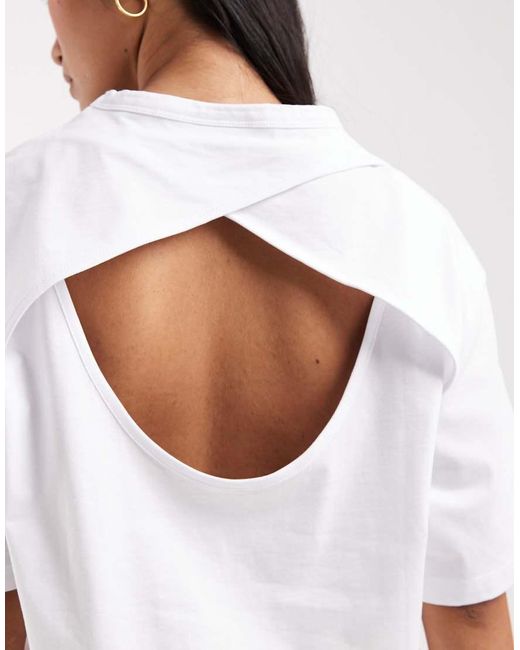 ASOS White Short Sleeve With Cape Detail Back Top