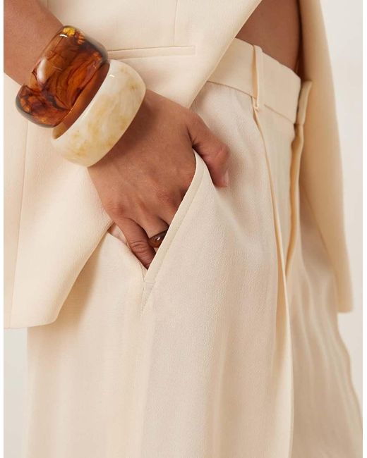 Mango Natural Straight Leg Pleat Front Light Weight Trouser Co-ord