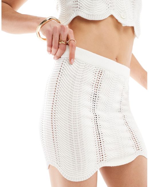JJXX White Co-ord Crochet Mini Skirt