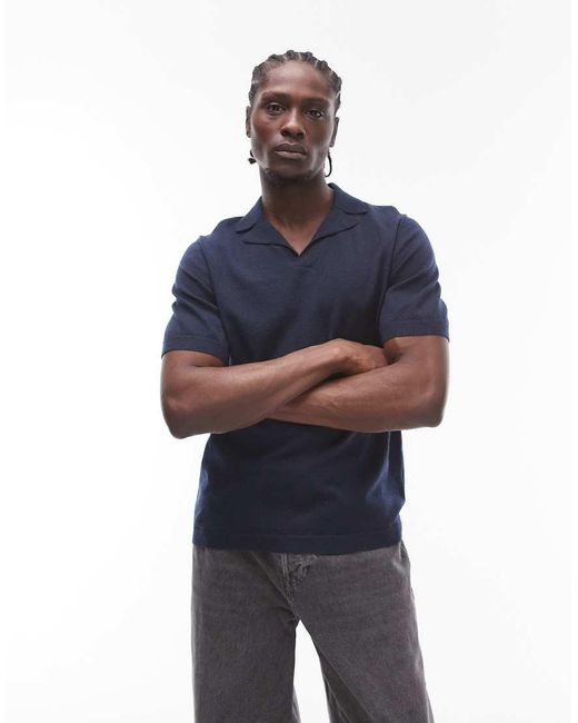 Camicia A Maniche Corte di Topman in Blue da Uomo
