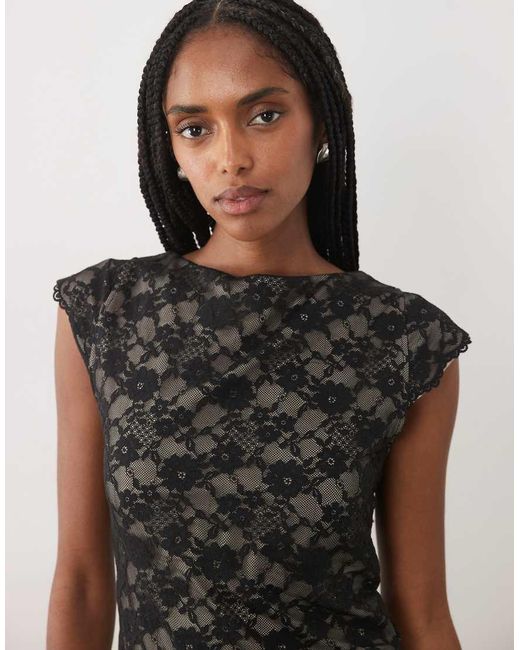Abercrombie & Fitch Black Reversible Scoop Neck Lace Top With Removable Bra