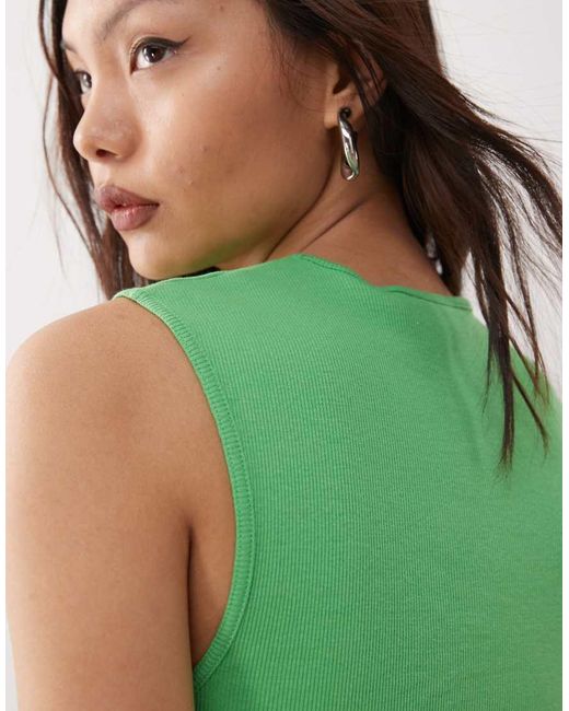 Weekday Green Ribbed Tank Top