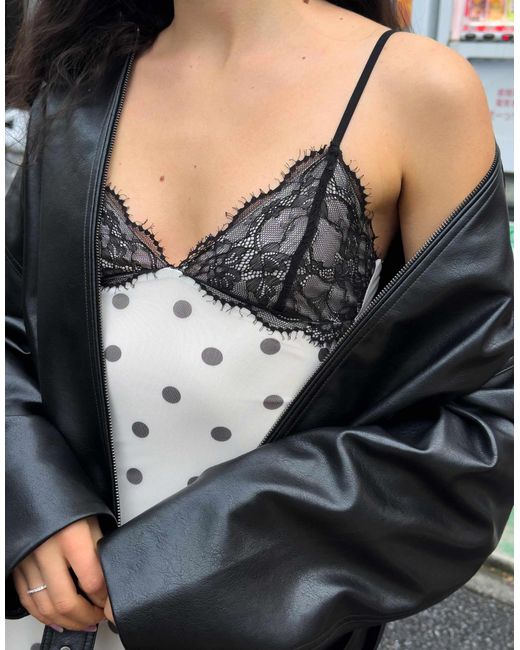 Bershka Black – mini-riemchenkleid aus gemusterter tüll-spitze