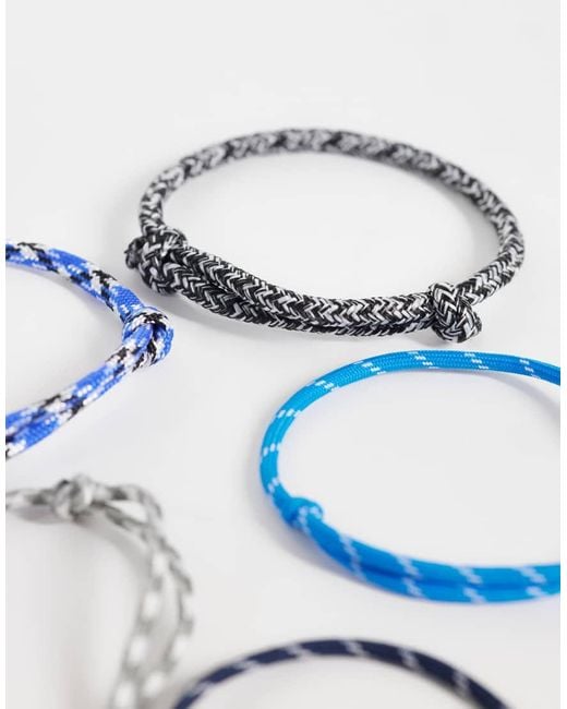 ASOS Blue 5 Pack Cord And Rope Bracelets for men