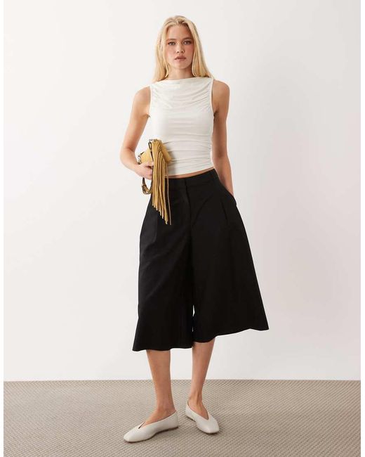 Miss Selfridge White Ruched Front Slash Neck Top Cream