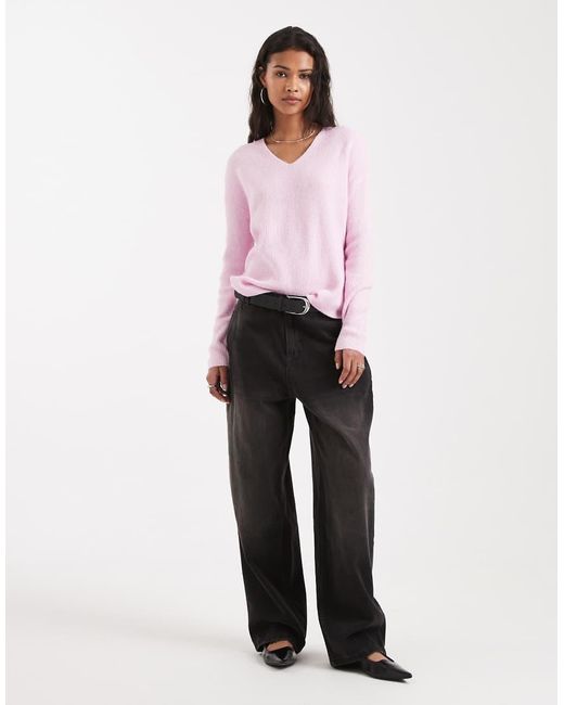 ONLY Red V Neck Slouchy Jumper