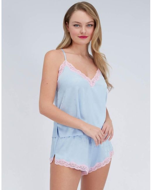 Boux Avenue White Bow Satin Cami Set Floral Lace Top And Shorts Nightwear