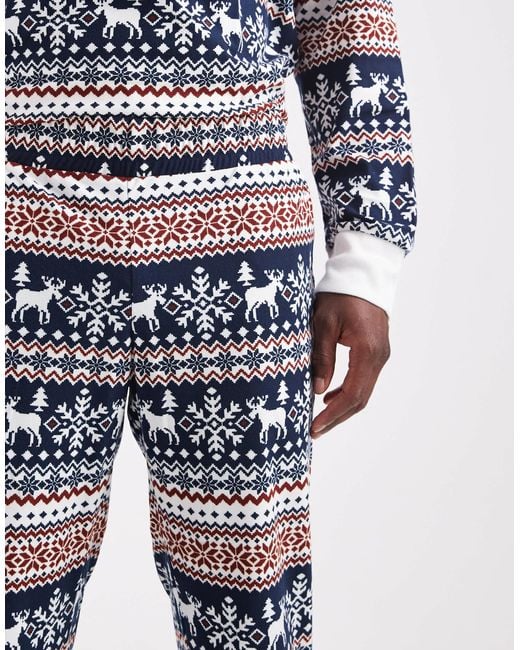 Jack & Jones White Christmas Fairisle Pyjama Set for men