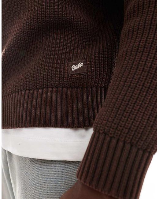 Pull&Bear Brown Ribbed Acid Washed Jumper for men