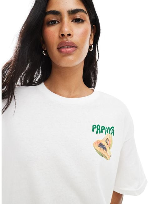Miss Selfridge White Tropical Papaya Graphic Tee