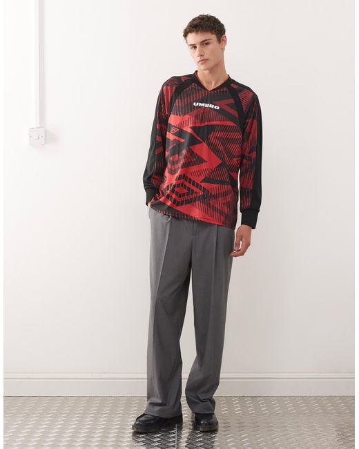 Umbro – bedrucktes, langärmliges trikot-oberteil in Red für Herren