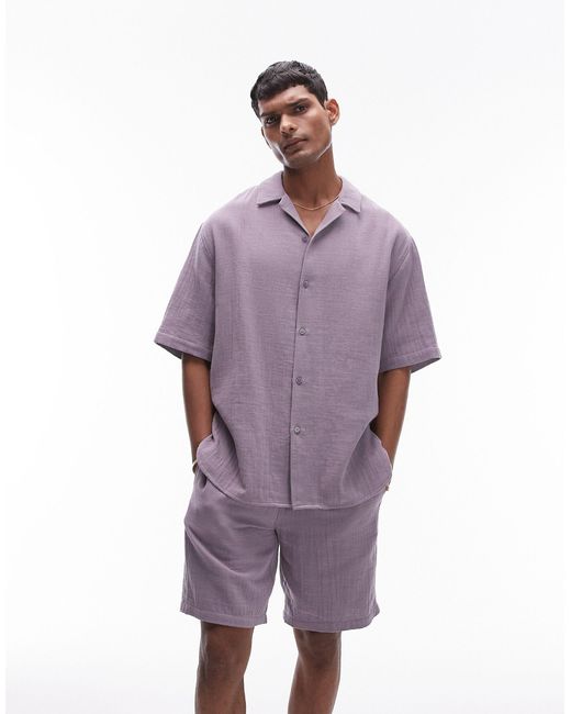 Chemise d'ensemble décontractée à manches courtes - blanc Topman pour homme en coloris Purple