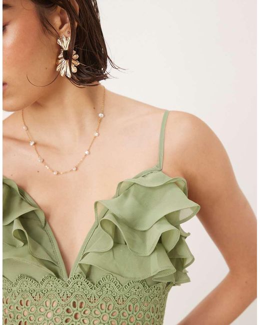 True Decadence Green V Neck Maxi Dresses
