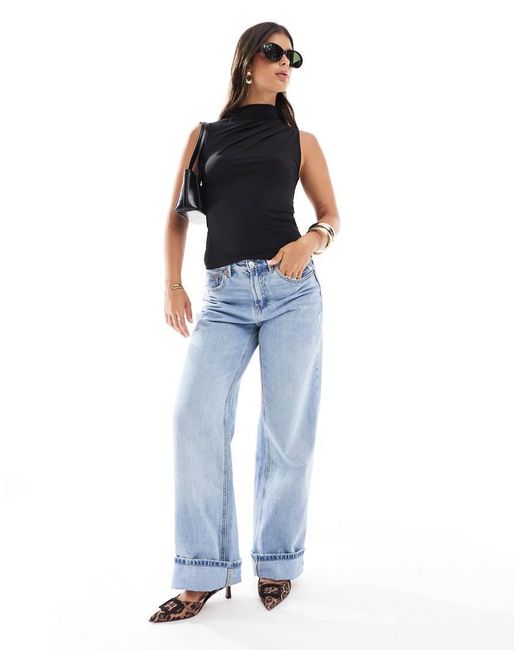Pieces Black Drape Neck Sleeveless Top