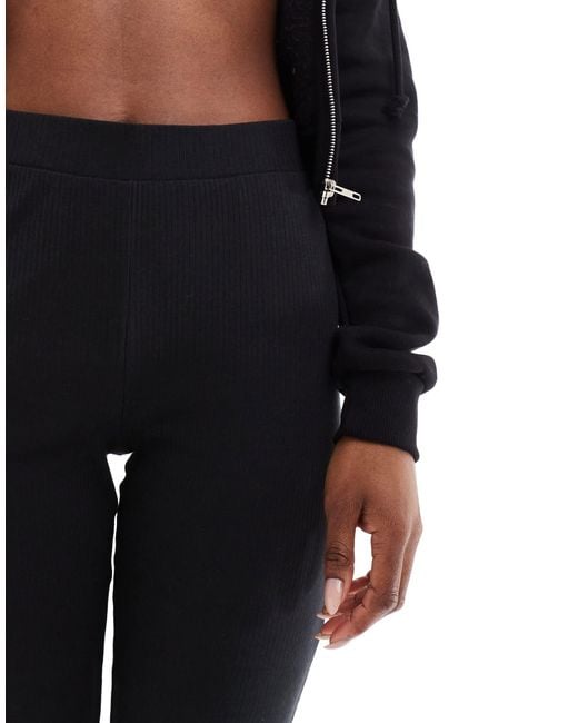 Noisy May Black Flare Ribbed Pants