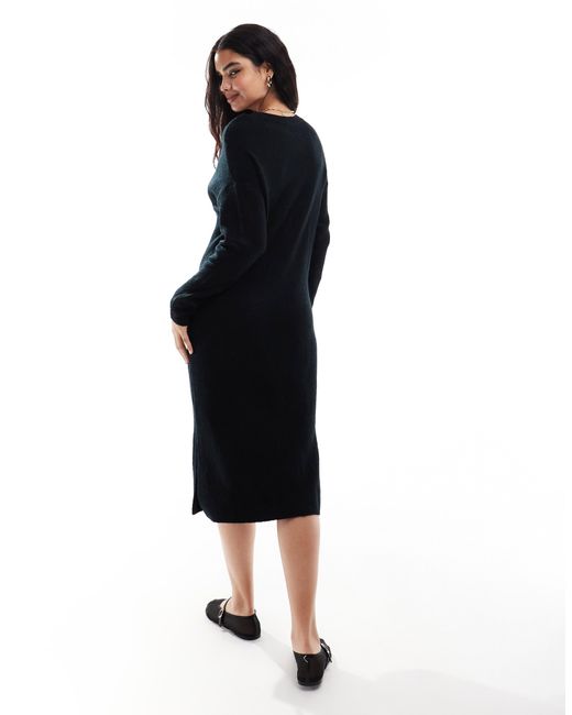 Vila Black – gestricktes pullover-midikleid
