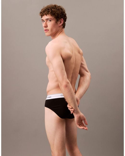Calvin Klein Black Icon Cotton Stretch 3 Pack Hip Briefs for men