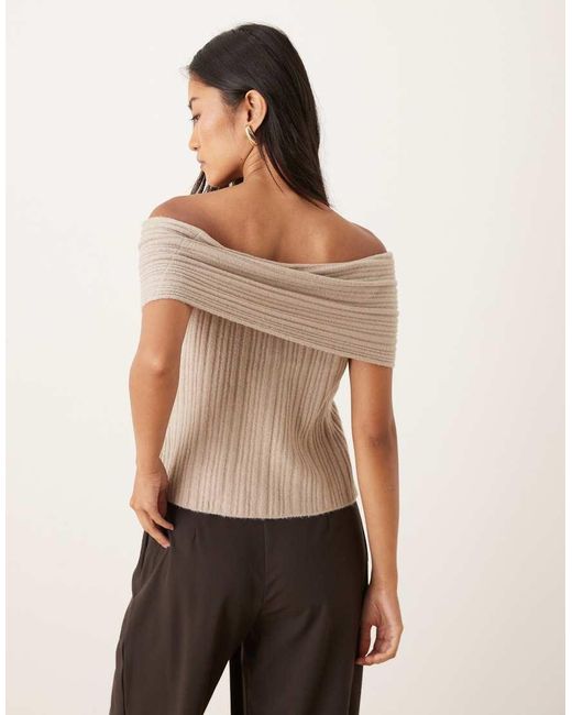 Abercrombie & Fitch Gray Off The Shoulder Foldover Top