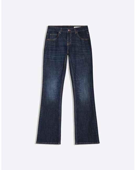 Bershka Blue Low-rise Slim Fit Boot-cut Jeans