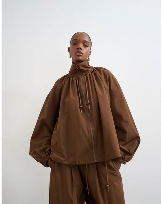 TOPSHOP Brown Nylon Anorak Jacket