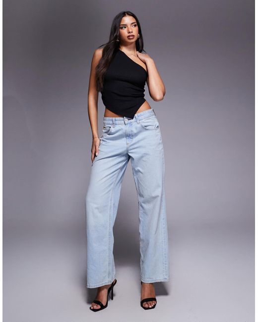 Top froncé texturé coupe asymétrique ASOS en coloris Gray
