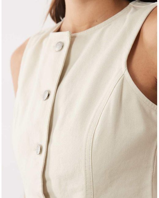 Threadbare Natural Crew Neck Denim Waistcoat