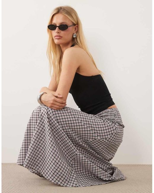 Nobody's Child Gray Ronda Shirred Waist Maxi Skirt