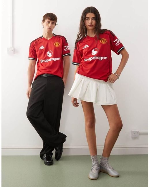 Adidas Originals Red Adidas Football Manchester United 25/26 Home Jersey for men