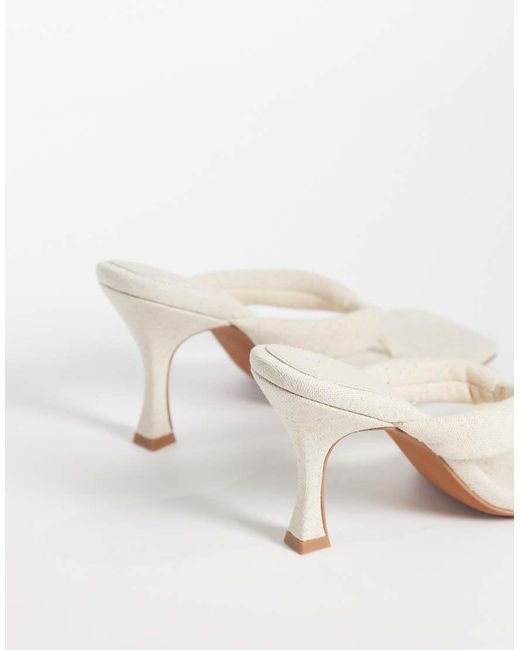 ASOS White Huddle Padded Toe Thong Heeled Sandals